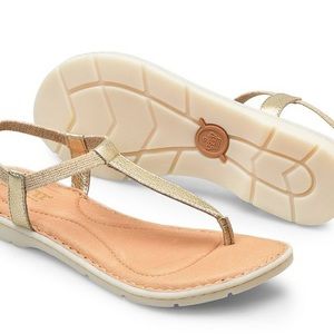 Born Trinity T-strap metallic sandals